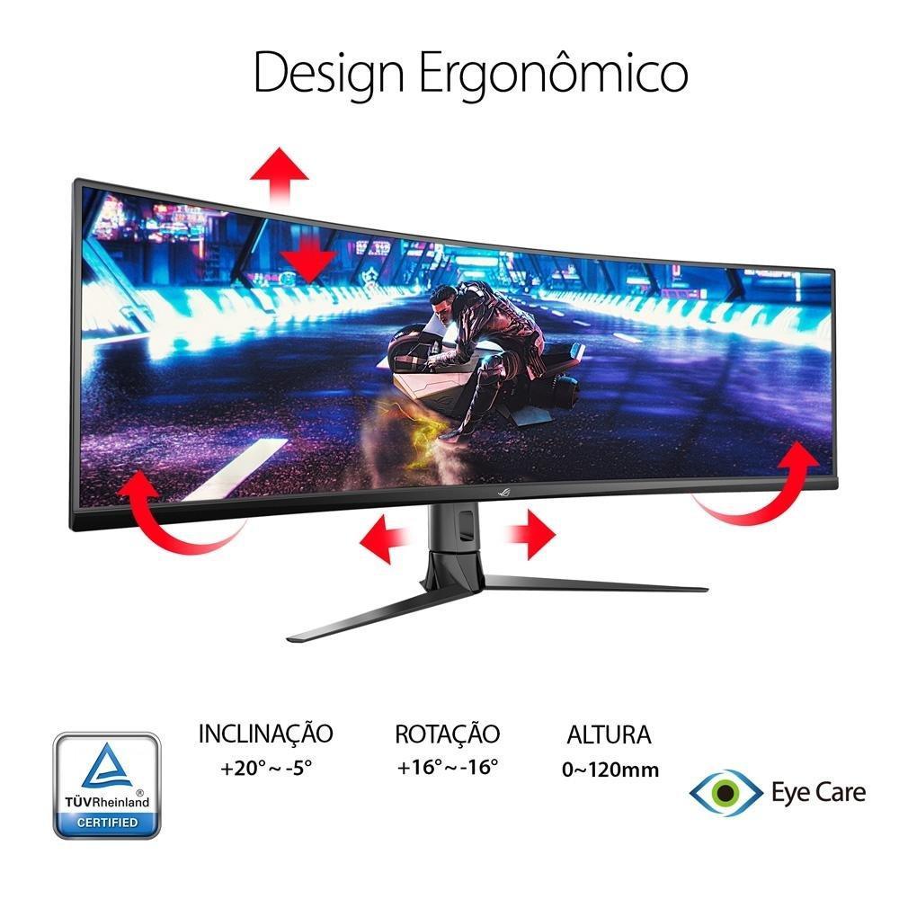 Monitor Gamer Curvo ASUS ROG Swift 49", DFHD, UltraWide, 144Hz, FreeSync Premium, HDR 10, Altura Ajustável, Som Integrado - XG49VQ - 3