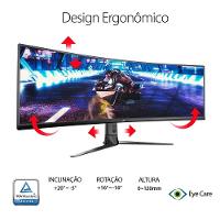 Monitor Gamer Curvo ASUS ROG Swift 49", DFHD, UltraWide, 144Hz, FreeSync Premium, HDR 10, Altura Ajustável, Som Integrado - XG49VQ - 3