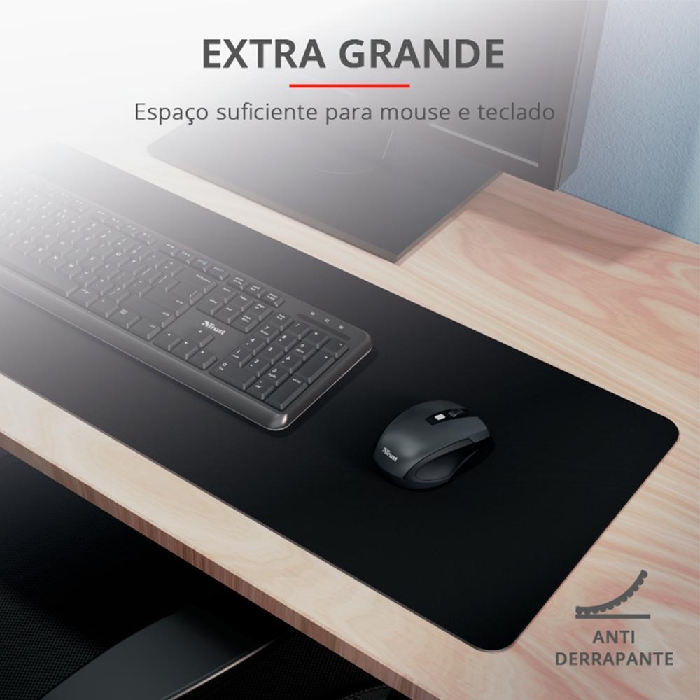 Mousepad Trust XXL (930x300mm), Superfície Otimizada, Antiderrapante, Preto - 24194 - 3