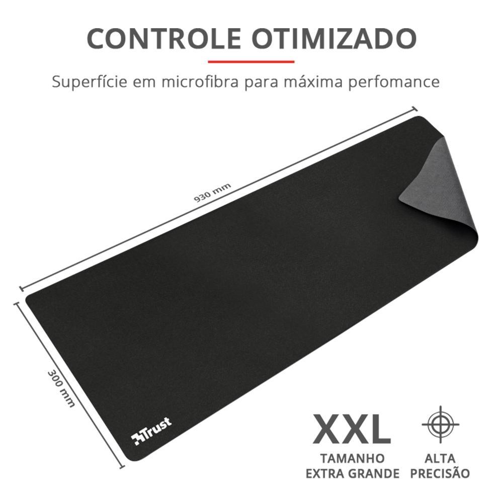 Mousepad Trust XXL (930x300mm), Superfície Otimizada, Antiderrapante, Preto - 24194 - 4