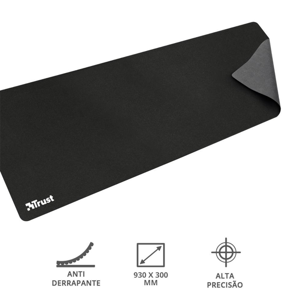 Mousepad Trust XXL (930x300mm), Superfície Otimizada, Antiderrapante, Preto - 24194 - 5