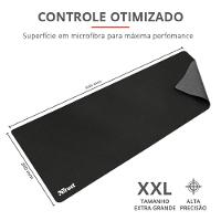 Mousepad Trust XXL (930x300mm), Superfície Otimizada, Antiderrapante, Preto - 24194