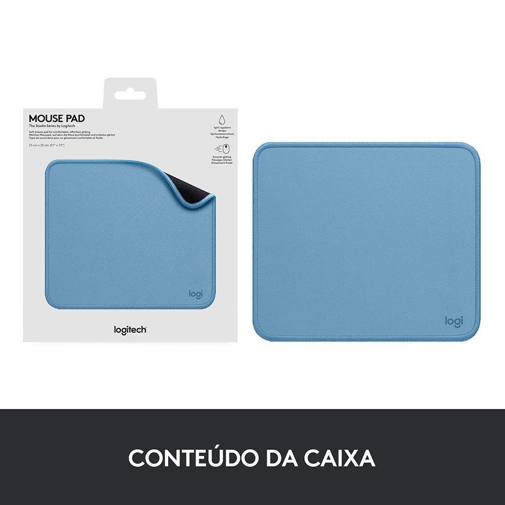 Mousepad Studio Series Logitech Portátil, 230x200mm, Antiderrapante, Resistente a Derramamentos, Azul - 956-000038 - 2