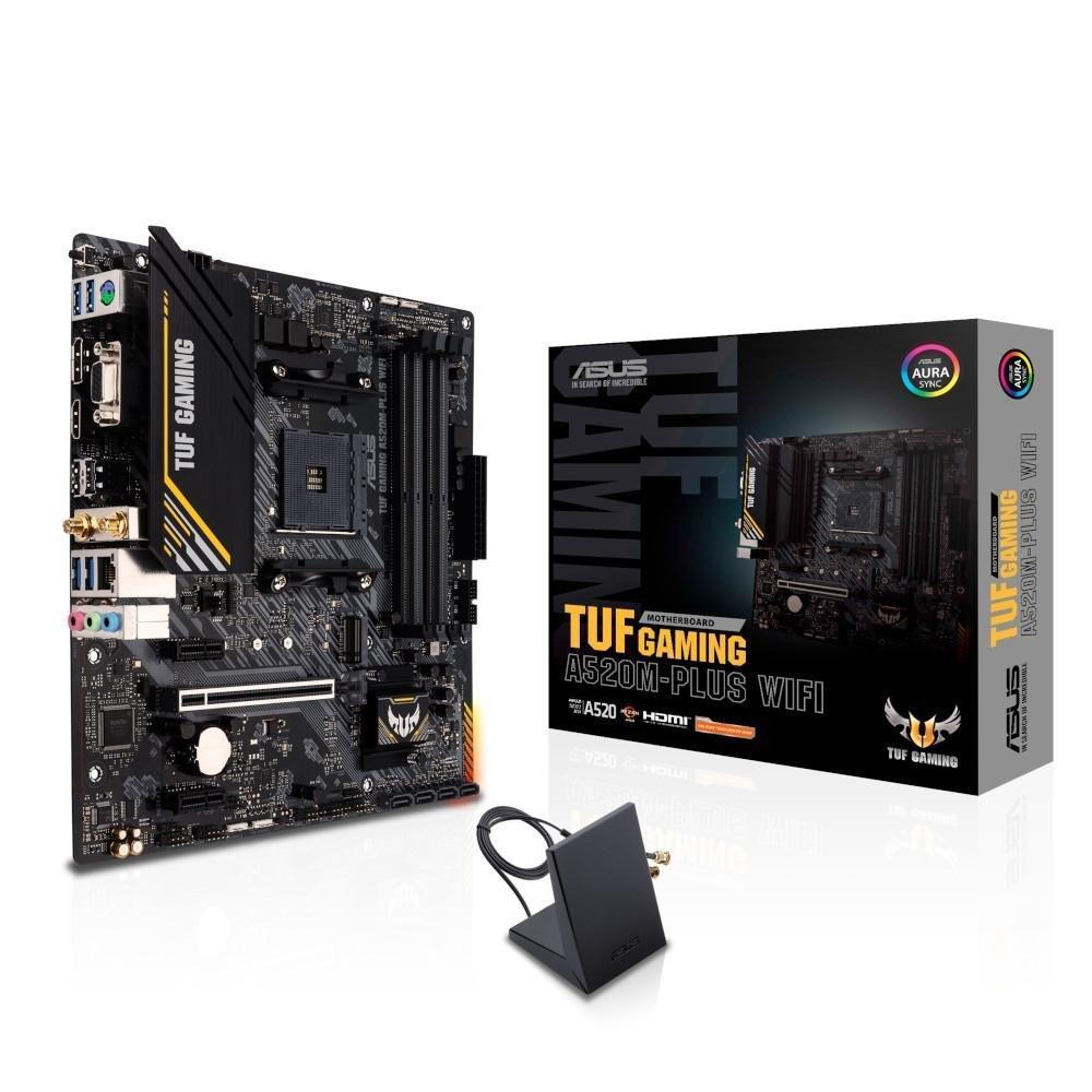 Placa-Mãe ASUS TUF GAMING A520M-PLUS WIFI, AMD AM4, RGB, mATX, DDR4, Preto - 90MB17F0-M0EAY0 - 2
