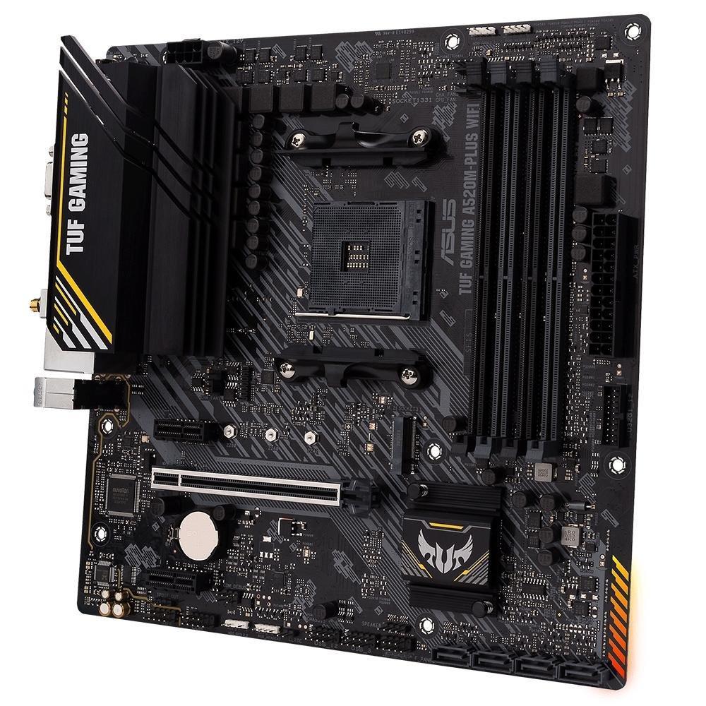 Placa-Mãe ASUS TUF GAMING A520M-PLUS WIFI, AMD AM4, RGB, mATX, DDR4, Preto - 90MB17F0-M0EAY0 - 9