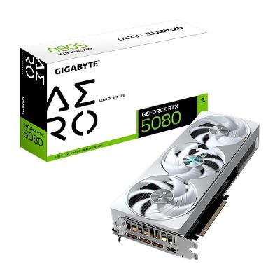 Placa de Vídeo Gigabyte RTX 5080 AERO OC, NVIDIA, 16GB, GDDR7, BIOS DUAL, IA com FP4, DLSS 4 - GV-N5080AERO OC-16GD G10