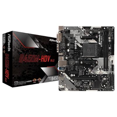 Placa-Mãe ASRock B450M-HDV R4.0, AMD AM4, Micro ATX, DDR4, Preto - 90-MXB9N0-A0UAYZ