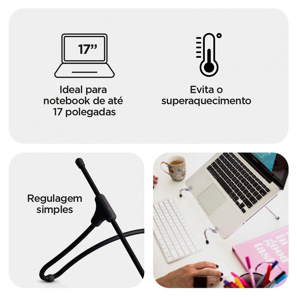Suporte Octoo UpTable p/ Notebook  Preto Fosco - 4