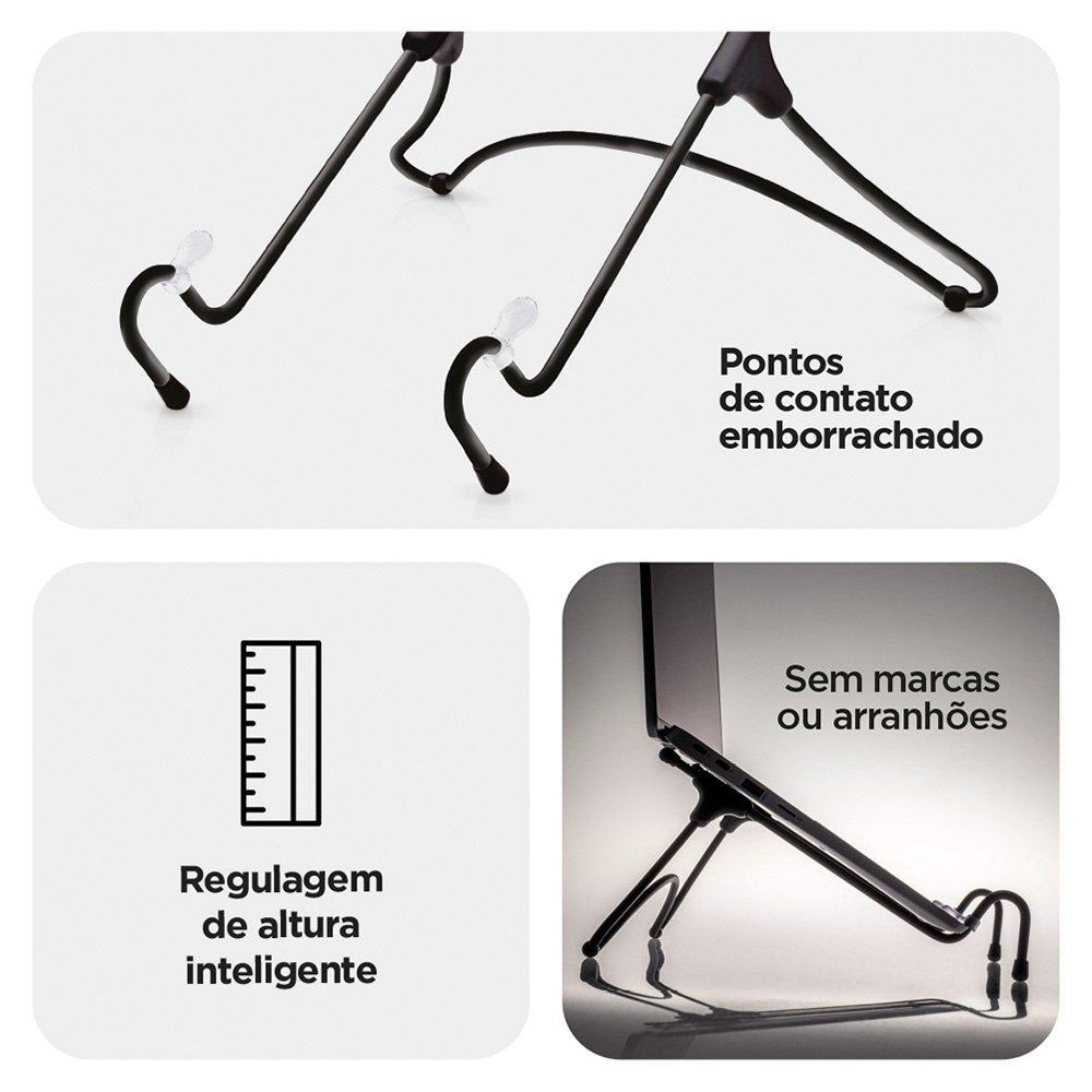 Suporte Octoo UpTable p/ Notebook  Preto Fosco - 5
