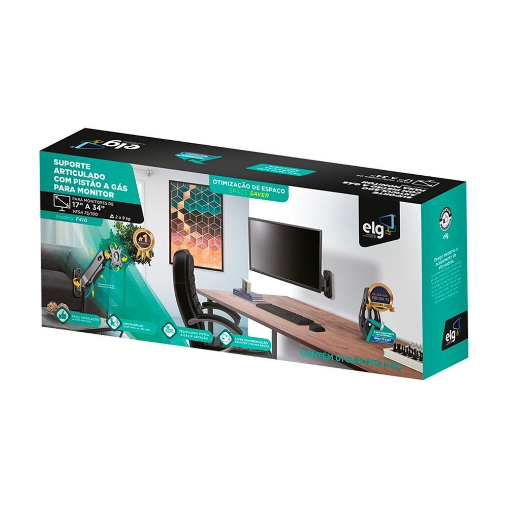 Suporte de Parede ELG Multi Articulado para Monitor de 17´ a 34´, com Pistão a Gás - F410 - 2