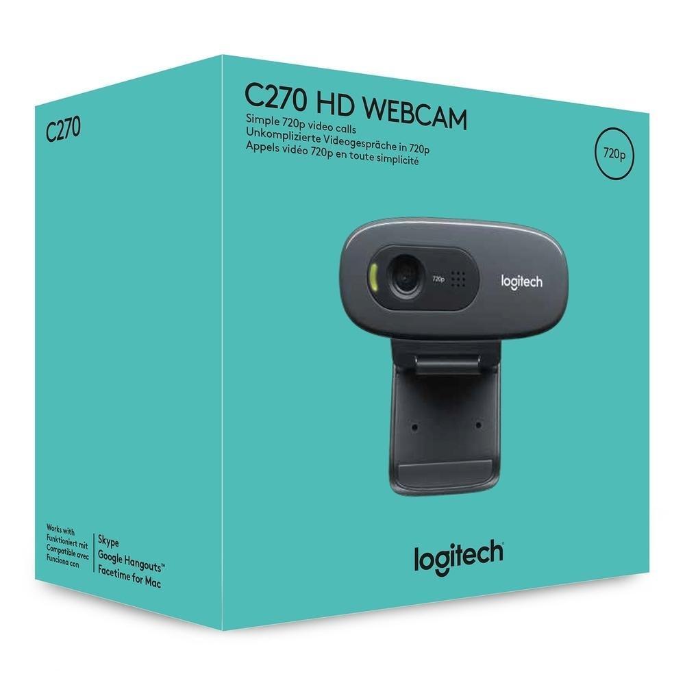 Webcam HD Logitech C270, 720p, 30 FPS, Microfone Integrado, USB 2.0 - 960-000694 - 2