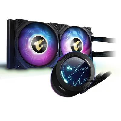 Water Cooler Gigabyte Aorus Liquid Cooler 240, RGB, 240mm (2x 120mm), AMD/Intel, Com Display LCD, Preto - GP-AORUS WATERFORCE X 240
