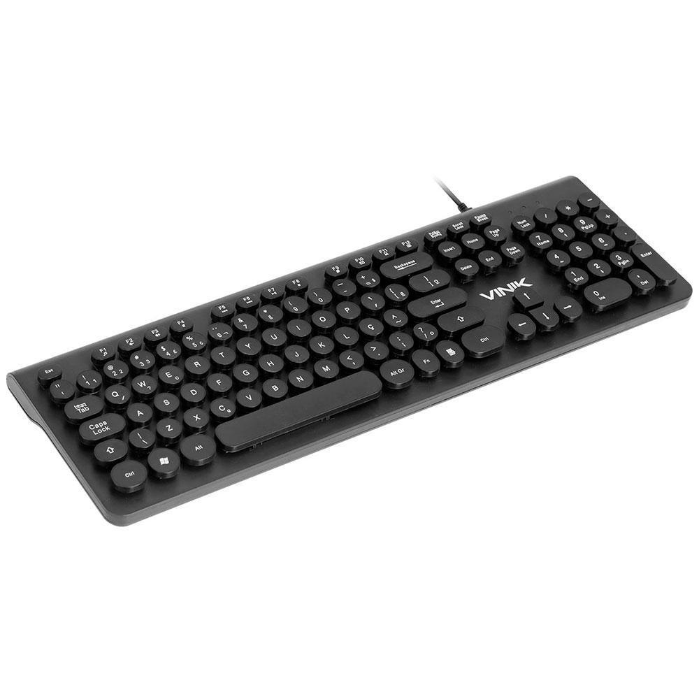 Teclado Multimídia Vinik DC100P, USB, Teclas Redondas, ABNT2, Preto - 65405 - 1