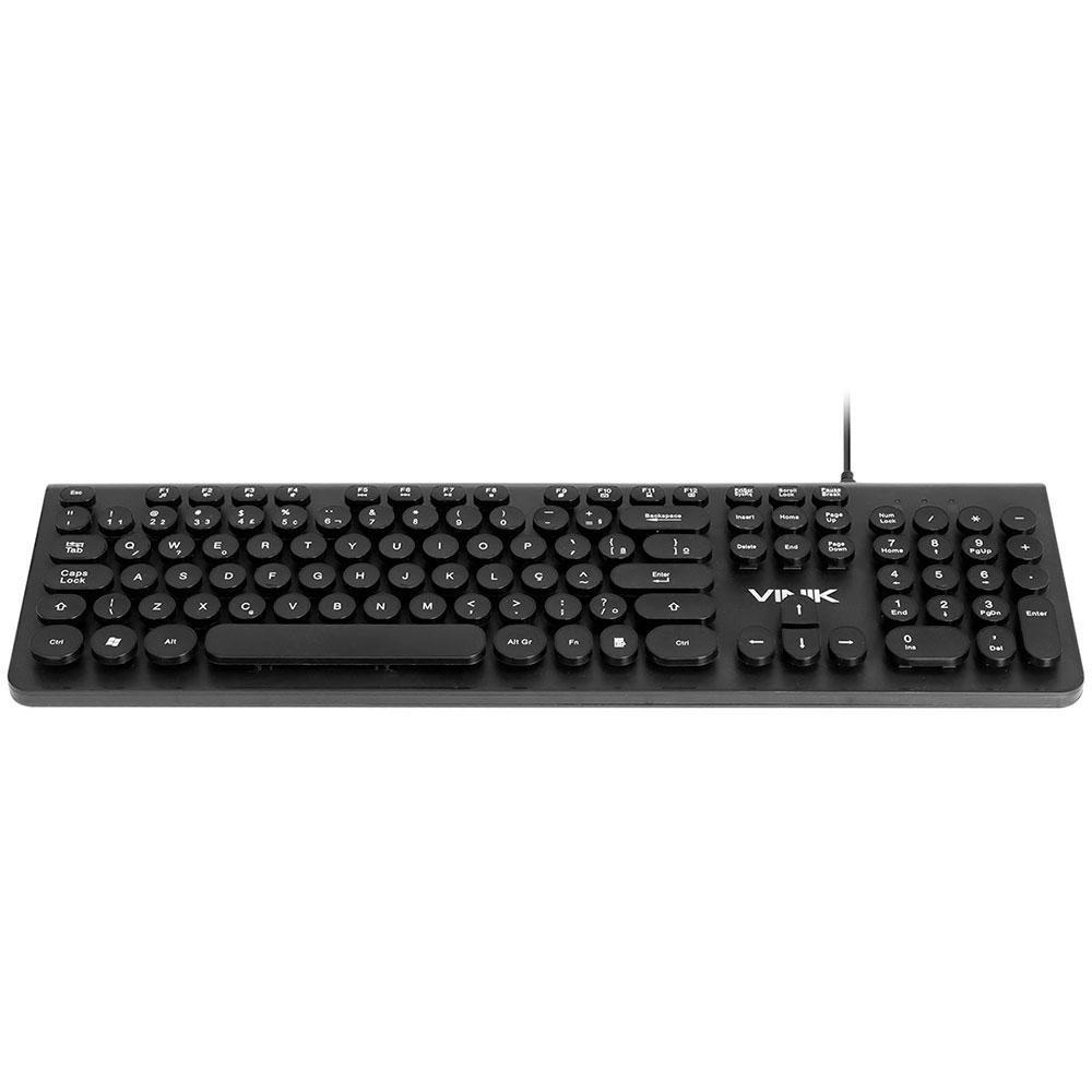 Teclado Multimídia Vinik DC100P, USB, Teclas Redondas, ABNT2, Preto - 65405 - 4