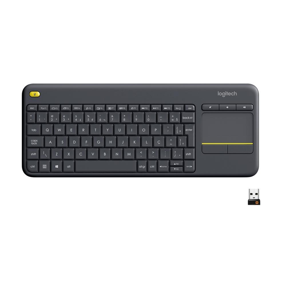 Teclado sem fio Logitech K400 Plus TV com Touchpad Integrado, Conexão USB Unifying e Layout ABNT2 - 920-007125 - 1