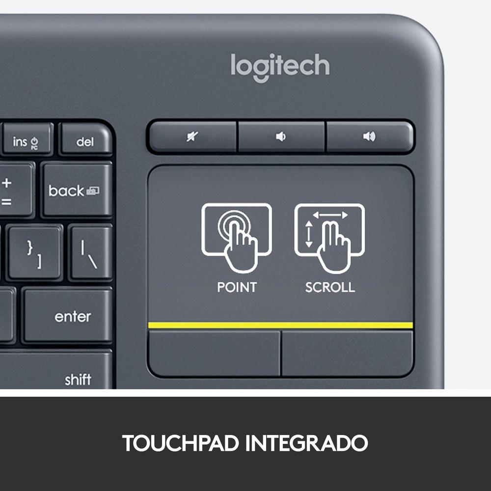 Teclado sem fio Logitech K400 Plus TV com Touchpad Integrado, Conexão USB Unifying e Layout ABNT2 - 920-007125 - 3