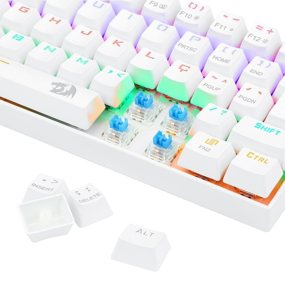 Teclado Mecânico Gamer Redragon Lakshmi Lunar White, Rainbow, Switch Blue, Layout 60%, ABNT2, Branco - K606W-R (PT-BLUE) - 3