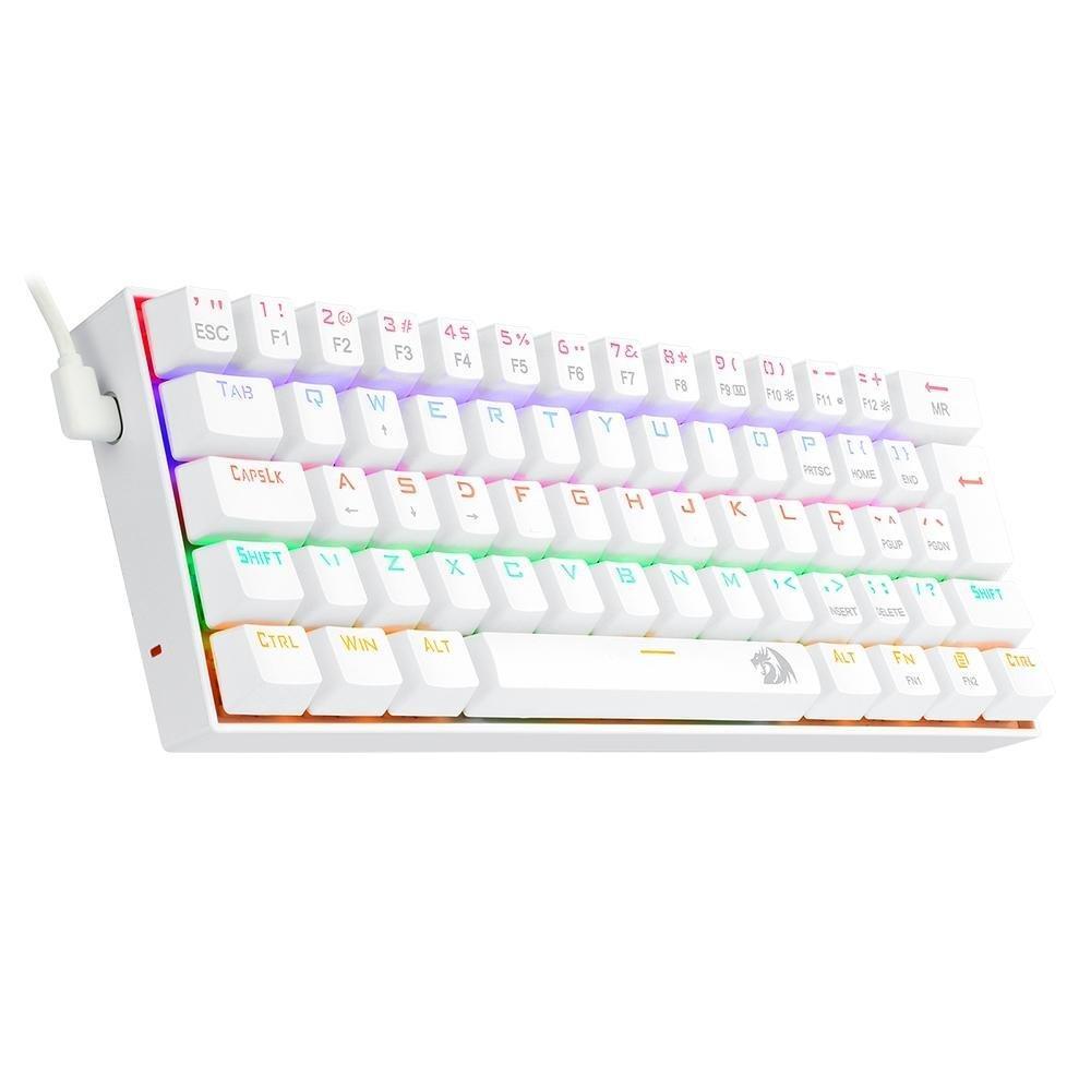 Teclado Mecânico Gamer Redragon Lakshmi Lunar White, Rainbow, Switch Blue, Layout 60%, ABNT2, Branco - K606W-R (PT-BLUE) - 8