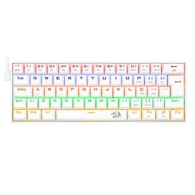 Teclado Mecânico Gamer Redragon Lakshmi Lunar White, Rainbow, Switch Blue, Layout 60%, ABNT2, Branco - K606W-R (PT-BLUE)
