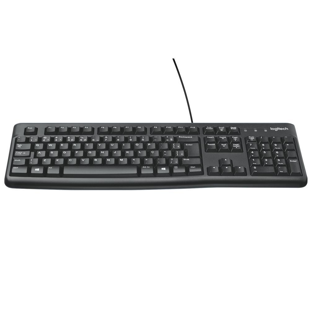 Teclado com fio USB Logitech K120 Resistente à Respingos e Layout ABNT2 -920-004423 - 1
