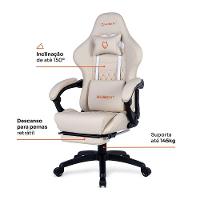 Cadeira Gamer Husky Tempest 700, Até 145kg, Almofadas, Reclinável 150º, PU, Descanso para Pés, Branca - HCG700BR - 5