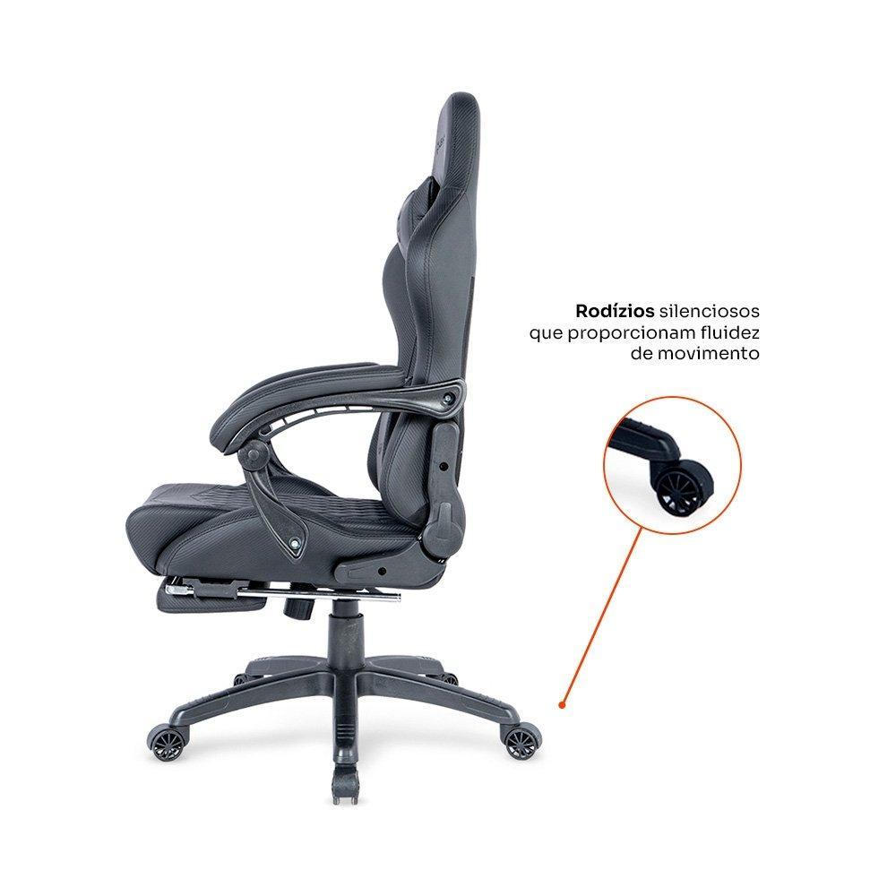 Cadeira Gamer Husky Tempest 700, Até 145kg, Almofadas, Reclinável 150º, PU, Descanso para Pés, Preta - HCG700PT - 3