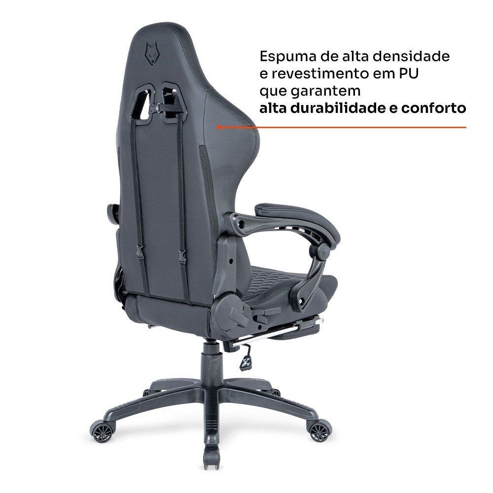 Cadeira Gamer Husky Tempest 700, Até 145kg, Almofadas, Reclinável 150º, PU, Descanso para Pés, Preta - HCG700PT - 4
