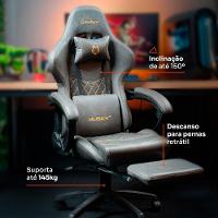 Cadeira Gamer Husky Tempest 700, Até 145kg, Almofadas, Reclinável 150º, PU, Descanso para Pés, Cinza - HCG700CZ - 5