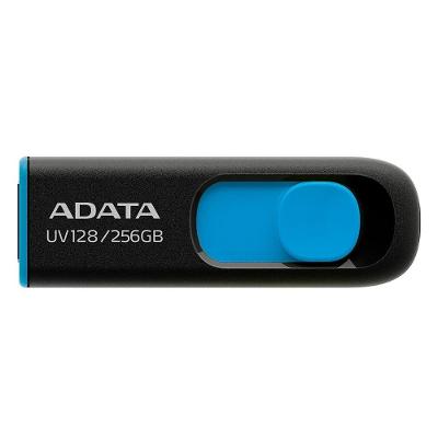 Pen Drive 256GB Adata AUV128, USB 3.2, Preto e Azul - AUV128-256G-RBE