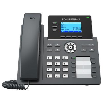 Telefone IP Grandstream, IP Operadora, 3 Linhas, 10/100/1000 Mbps, Audio HD, POE, Preto - GRP2604P