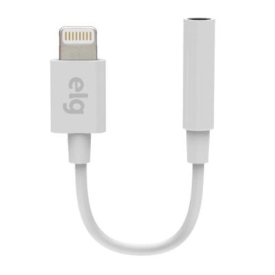 Adaptador De Áudio ELG Auxiliar P3 para Apple Lightning, Áudio e Microfone, 8,5cm, PVC, Branco - ADP8P3