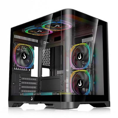 Gabinete Gamer Rise Mode Glass Curvo, M-ATX, Mid Tower, Lateral e Frental em Vidro, Preto - RM-GA-GC-FB