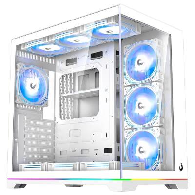Gabinete Gamer Rise Mode Galaxy Glass Standard V2, LED ARGB, Mid Tower, Lateral em Vidro, Sem Fans, Branco - RM-GA-GGST2L-FW
