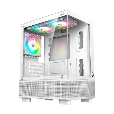Gabinete Gamer Rise Mode Crystal Glass 02, Mid Tower, Lateral e Frontal em vidro, Sem FANs, Branco - RM-CA-CY-02-FW