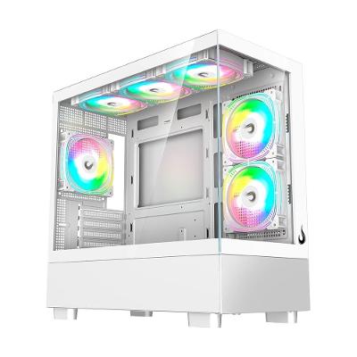Gabinete Gamer Rise Mode Crystal Glass 03, Mid Tower, Lateral e Frontal em vidro, Sem FANs, Branco - RM-CA-CY-03-FW