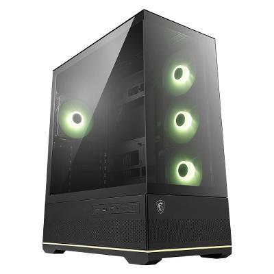 Gabinete Gamer MSI MAG Pano 110R PZ, Mid Tower, Lateral em Vidro, 4x FANs ARGB, M-ATX, Preto - PANO110RPZ