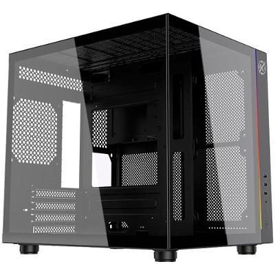 Gabinete Gamer Kalkan Midgard, Mini Tower, RGB, Micro-ATX, Frontal e Lateral em Vidro, Sem FANs, Preto - KLK00055