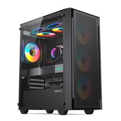 Gabinete Gamer Hyrax Tower HGB240, Mini Tower, M-ATX, Com 3 Ventoinhas RGB, Lateral Em Vidro Temperado, Preto - HGB240B-RGB