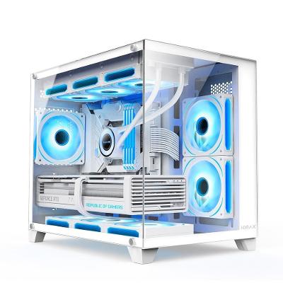 Gabinete Gamer Hyrax HGB730, Mini Tower, M-ATX, Frontal e Lateral em Vidro Temperado, Sem FANs, Branco - HGB730W