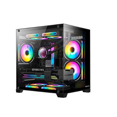 Gabinete Gamer Hyrax HGB705, Mini Tower, M-ATX, Frontal e Lateral em Vidro Temperado, Sem FANs, Preto - HGB705B