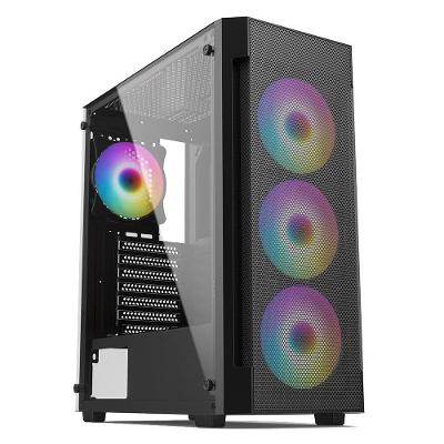 Gabinete Liketec Hurricane, Frontal Mesh, Mid Tower, Lateral em Vidro, 3x Fan Rainbow - LC-AT-HURRICANE-3FR