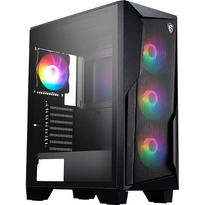 Gabinete Gamer MSI MAG Forge 130A Air Flow, Mid Tower, Lateral em Vidro, 4x FANs ARGB, M-ATX,Mini ITX, Preto - FORGE130AAIR
