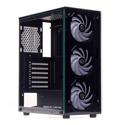Gabinete Gamer Liketec Matrix V2, Mid Tower, Rainbow, ATX, Lateral e Frontal em Vidro Temperado, 3 Ventoinhas, Preto - LC-AT-MATRIX-2134