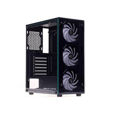 Gabinete Gamer Liketec Matrix V2, Mid Tower, Rainbow, ATX, Lateral e Frontal em Vidro Temperado, 3 Ventoinhas, Preto - LC-AT-MATRIX-2134