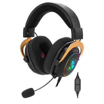 Headset Gamer Redragon Harry Potter Zeus, RGB, Som Surround 7.1, Conexão USB, com Kit de Customização, Preto e Dourado - HP-510 RGB
