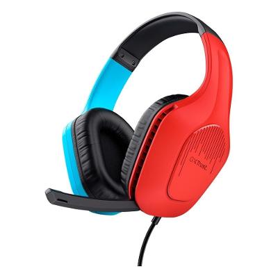 Headset Gamer GXTrust 416S Zirox para Switch, P3, Microfone Dobrável, Design Leve, Azul/Vermelho - 25423