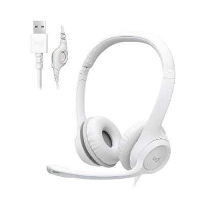 Headset Logitech H390, USB, com Almofadas, Controles de Áudio Integrado, Microfone com Redução de Ruído, Branco - 981-001285
