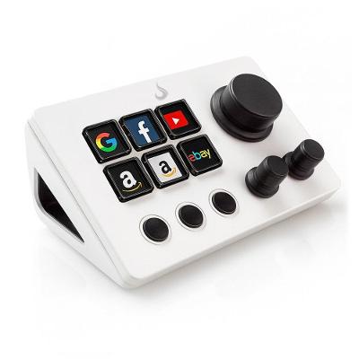 Mesa Controladora Rise Mode Streaming Vision 01 Sound, 6 Teclas LCD, 3 Botões Rotativos e 3 Funcionais, USB, Branco - RM-MCS-01-W