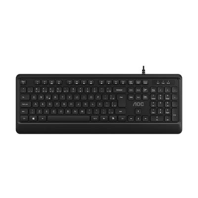 Kit Teclado e Mouse AOC, Conexão USB, DPI 2400, Padrão ABNT2, Preto - KM220 BK