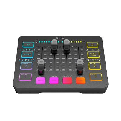 Mixer para Jogos Fifine Ampligame, XLR, USB, Efeito de Voz, Preto - SC3